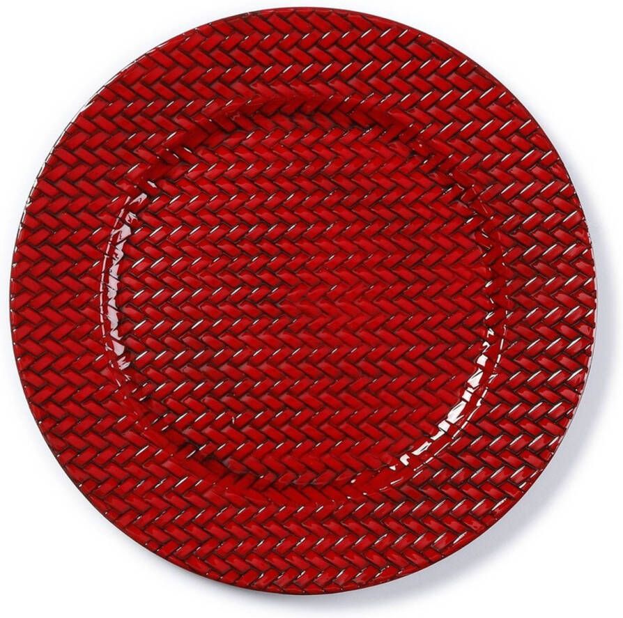 Merkloos Ronde rode gevlochten onderzet bord kaarsonderzetter 33 cm Kaarsenplateaus