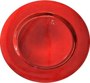 Merkloos Rond rode kaarsenplateau kaarsenbord glimmend 33 cm onderbord kaarsenbord onderzet bord voor kaarsen Kaarsenplateaus