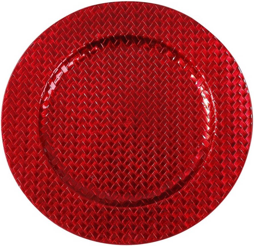 Merkloos Ronde rode vlechtpatroon onderzet bord kaarsonderzetter 33 cm Kaarsenplateaus
