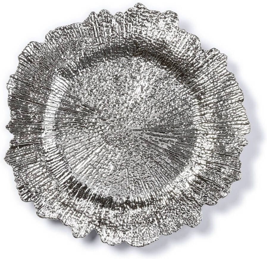 Merkloos Kaarsenbord-plateau rond zilver asymmetrisch 33 x 33 cm Kaarsenonderzetter Kaarsenplateaus