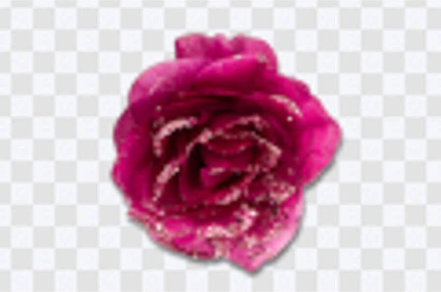 Merkloos Roos magnolia pink op klip glitters Ø14cm