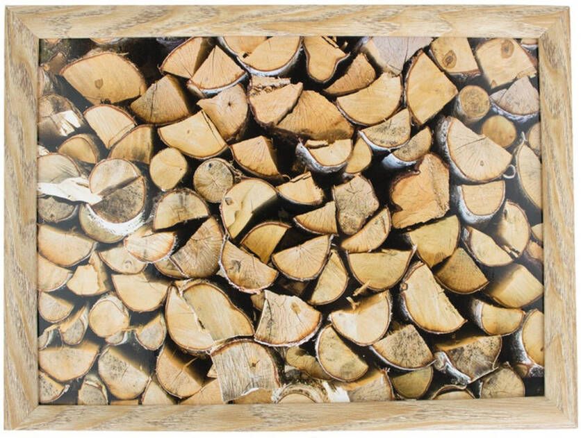 Merkloos Schootkussen laptray openhaard hout print 43 x 33 cm Sierkussens