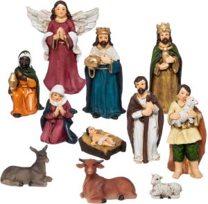 Merkloos Set van 11x stuks kerststal beelden kerstbeelden 7 5 cm Kerststallen