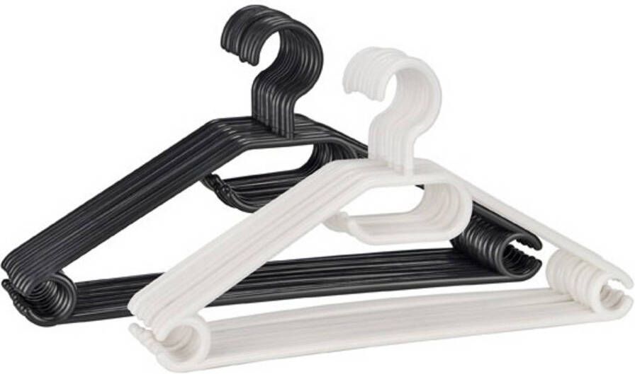 Merkloos Set van 20 stuks zwarte kledinghanger van kunststof Kleding ophangen kledinghanger voordeelset