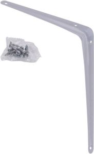 Merkloos Set van 2x plankendragers wit metaal 25 x 20 cm Plankenbeugels Draaggewicht 12 kg Plankdragers