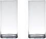Merkloos Set van 2x stuks transparante home-basics Cylinder vaas vazen van glas 30 x 12 cm Bloemen takken boeketten vaas voor binnen gebruik Vazen - Thumbnail 1