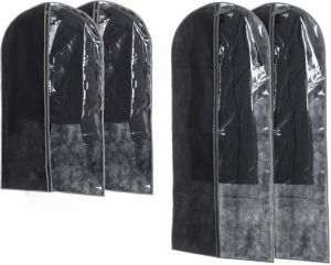 Merkloos Set van 2x stuks kledinghoezen grijs 135 100 cm inclusief kledinghangers Kledinghoezen