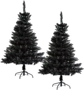 Merkloos Set Van 2x Stuks Kunst Kerstbomen kunstbomen Zwart H150 Cm Kunstkerstboom