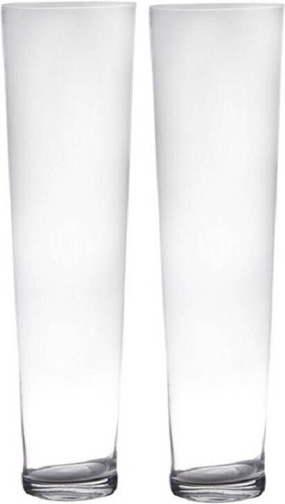 Merkloos Set van 2x stuks transparante home-basics conische vaas vazen van glas 70 x 19 cm Vazen