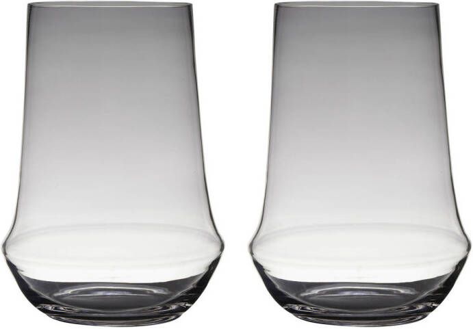 Merkloos Set van 2x stuks transparante luxe grote stijlvolle vaas vazen van glas 35 x 25 cm Bloemen boeketten vaas voor binnen gebruik Vazen