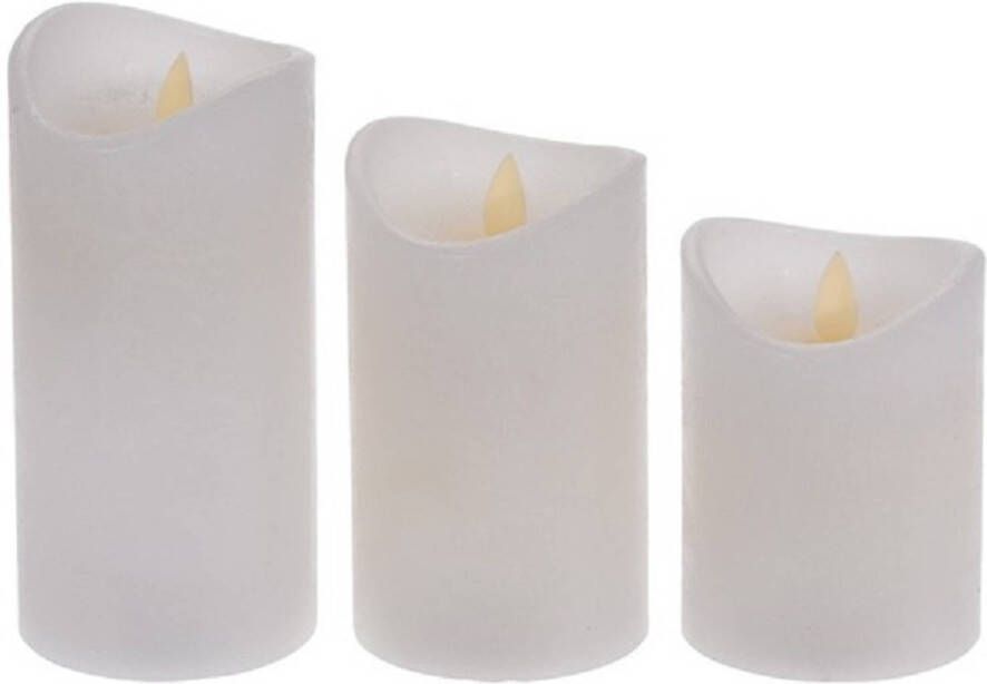 Merkloos Set van 3 witte led stompkaarsen met afstandsbediening LED kaarsen