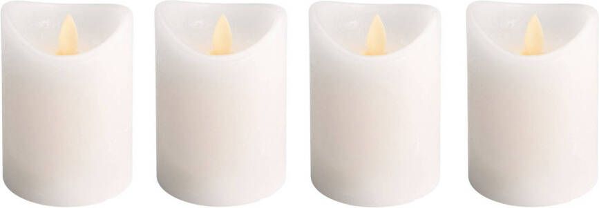 Merkloos Set van 4x stuks led kaarsen stompkaarsen ivoor wit met afstandsbediening LED kaarsen
