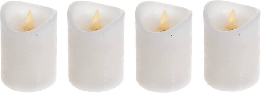 Merkloos Set van 4x stuks led kaarsen stompkaarsen wit met afstandsbediening Elektrische kaarsen LED kaarsen
