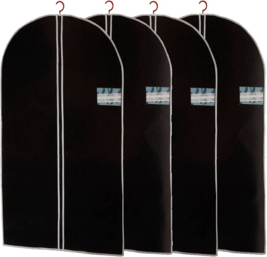 Merkloos Set van 4x stuks zwarte kledinghoezen 60 x150 cm Kledinghoezen
