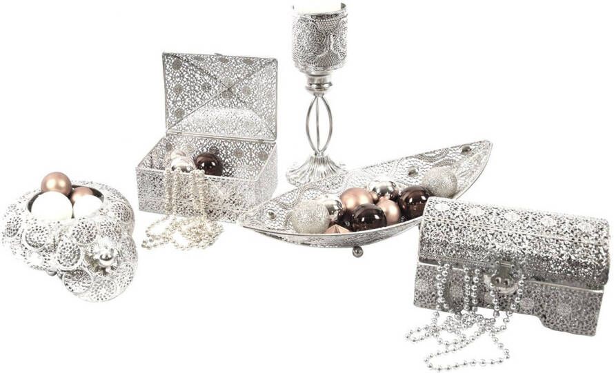 Merkloos Set van 5 prachtig oosterse stijl Juwelendoosje bewaarblik Juwelenkistje Sieradenkistje Kaarsenhouder