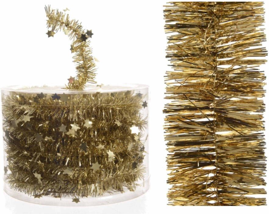 Merkloos Set van gouden kerstboomslinger 700 cm en Kerst lametta guirlande goud 270 cm Kerstslingers