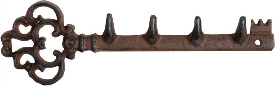 Merkloos Gietijzeren sleutelrekje met 4 haken 30 cm Sleutels opbergen Sleutelkastjes