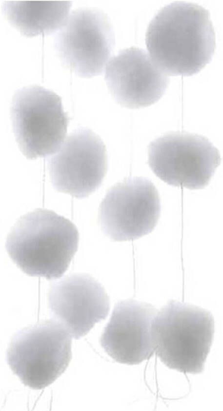 Merkloos Decoris sneeuwballen slinger wit L180 cm Kerstslingers