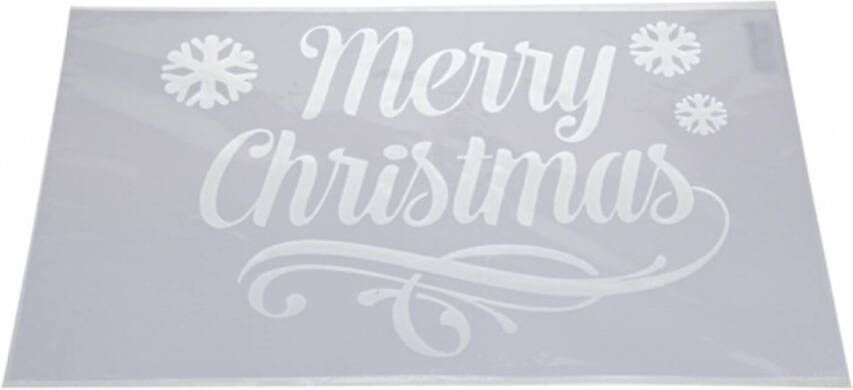 Merkloos Sneeuwspray kerst raamsjablonen Merry Christmas plaatjes 54 cm Kerst raamsjablonen