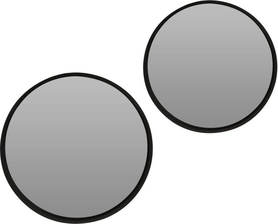 Merkloos Spiegels set rond 2x zwart hout 30 cm + 40 cm Spiegels