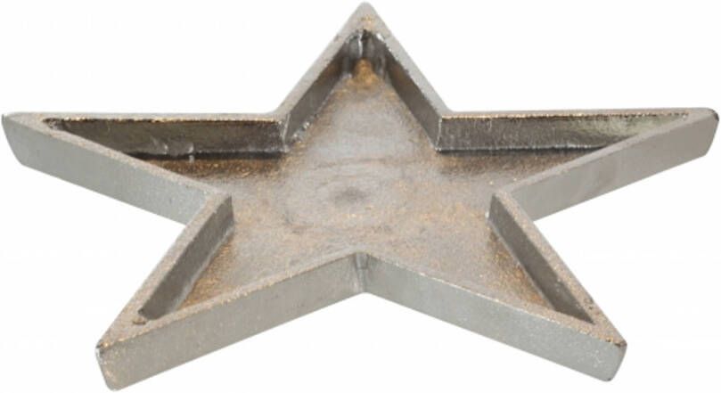 Merkloos Stervormige kaarsenonderzetter metaal 26 cm Kaarsenplateaus