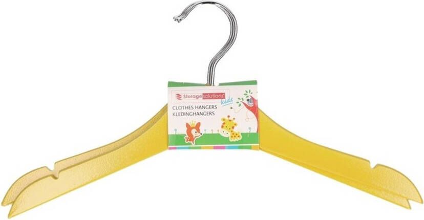 Merkloos Stevige kledinghangers voor kinderen 2x stuks hout Klerenhangers geel