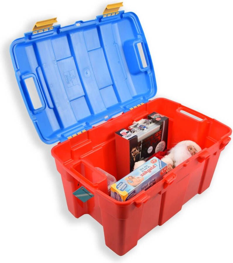 Merkloos Stevige opberger 40 L Rood & Blauw opbergbox kofferbak kinderspeelgoed gereedschap lego Boeken Opbergdoos
