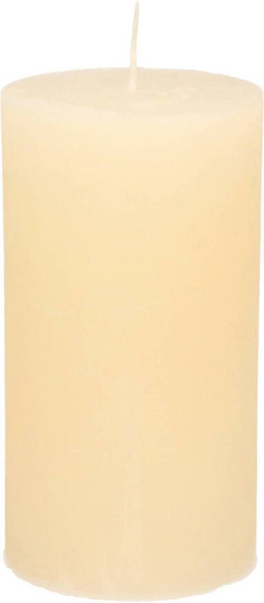Merkloos Stompkaars cilinderkaars ivoor wit 7 x 13 cm rustiek model Stompkaarsen