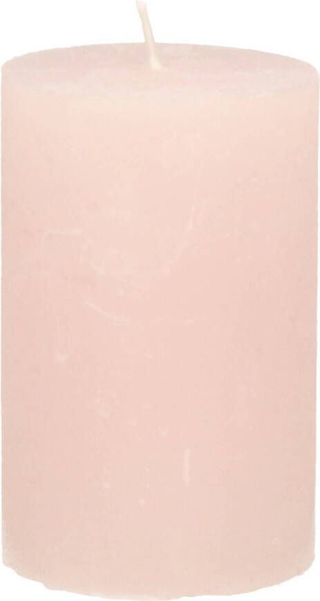 Merkloos Stompkaars cilinderkaars licht roze 5 x 8 cm klein rustiek model Stompkaarsen