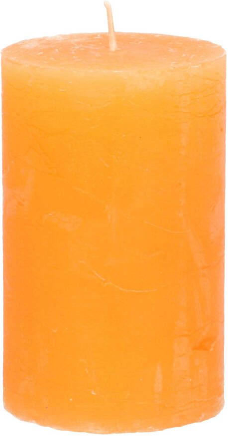 Merkloos Stompkaars cilinderkaars oranje 5 x 8 cm klein rustiek model Stompkaarsen