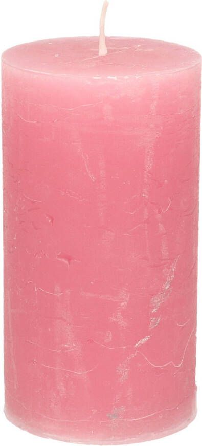 Merkloos Stompkaars cilinderkaars oud roze 7 x 13 cm rustiek model Stompkaarsen