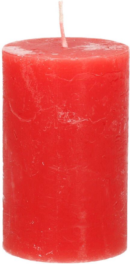 Merkloos Stompkaars cilinderkaars rood 5 x 8 cm klein rustiek model Stompkaarsen