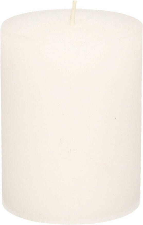 Merkloos Stompkaars cilinderkaars wit 7 x 9 cm middel rustiek model Stompkaarsen