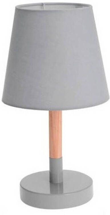 Merkloos Tafellamp grijs hout met metalen voet 23 cm Tafellampen