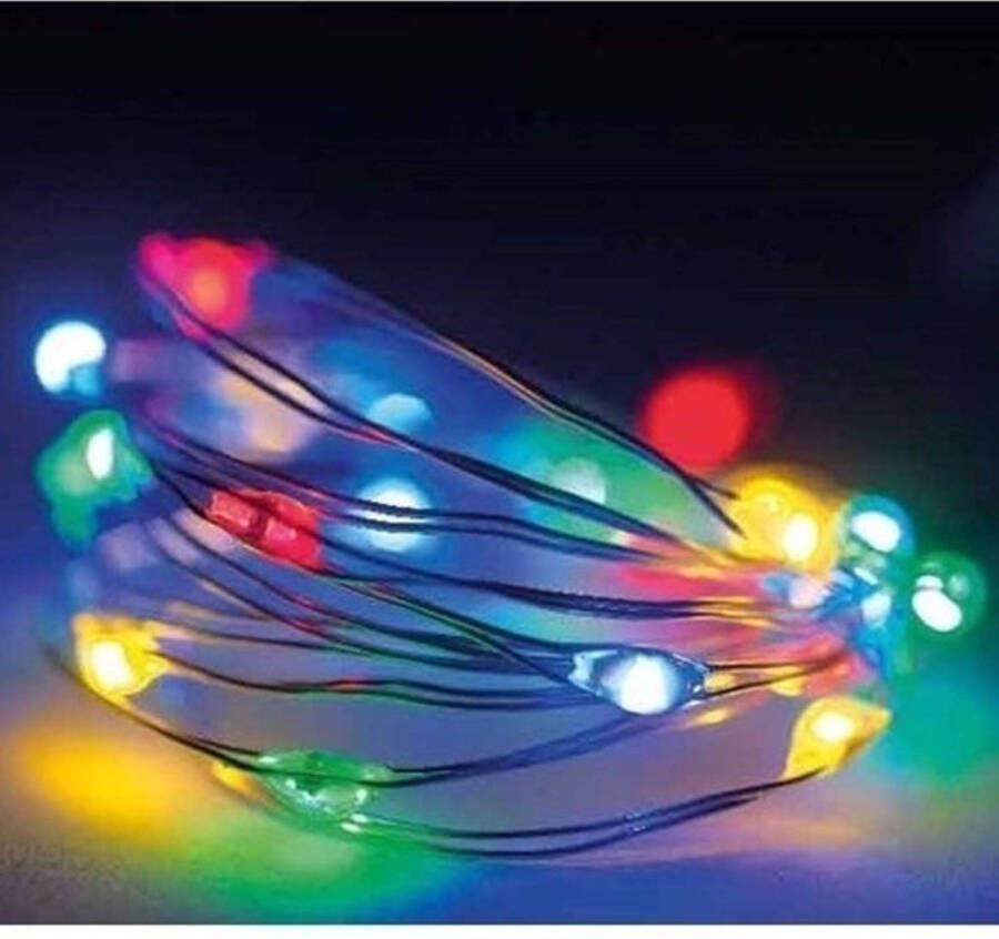 Lumineo Timer draadverlichting zilverdraad 20 gekleurde lampjes 95 cm Lichtsnoeren - Foto 2