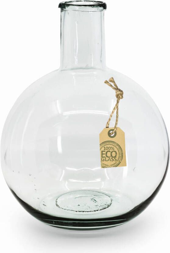Merkloos Transparante Eco bol vaas vazen met hals van glas 31 x 22 cm Vazen