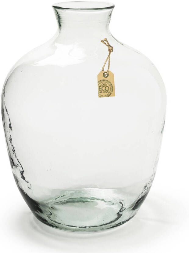 Merkloos Transparante grote magnum vaas vazen van eco glas 35 x 46 cm Gerecycled glas Woonaccessoires woondecoraties Glazen bloemenvaas Boeketvaas Magnumvaas magnumvazen Vazen