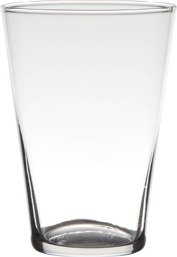 Merkloos Transparante home-basics conische vaas vazen van glas 20 x 14 cm Bloemen takken boeketten vaas voor binnen gebruik Vazen