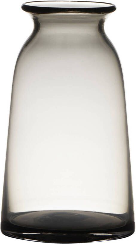 Merkloos Transparante home-basics grijze glazen vaas vazen 23.5 x 12.5 cm Vazen