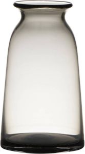 Merkloos Transparante home-basics grijze vaas vazen van glas 23.5 x 12.5 cm Bloemen takken boeketten vaas voor binnen gebruik Vazen