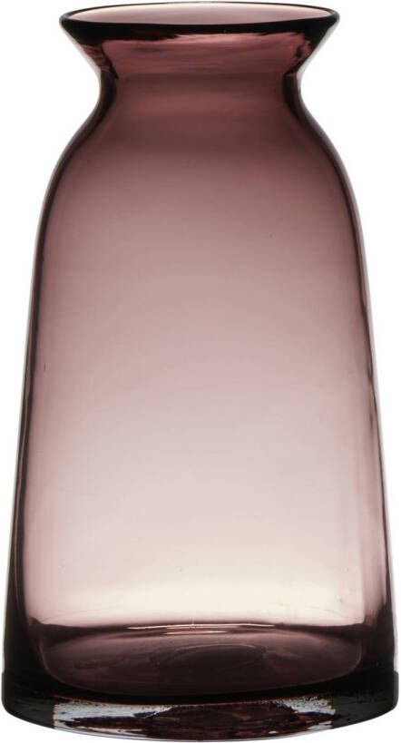 Merkloos Transparante home-basics paars roze glazen vaas vazen 23.5 x 12.5 cm Vazen