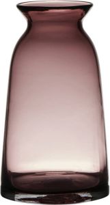 Merkloos Transparante home-basics paars roze vaas vazen van glas 23.5 x 12.5 cm Bloemen takken boeketten vaas voor binnen gebruik Vazen