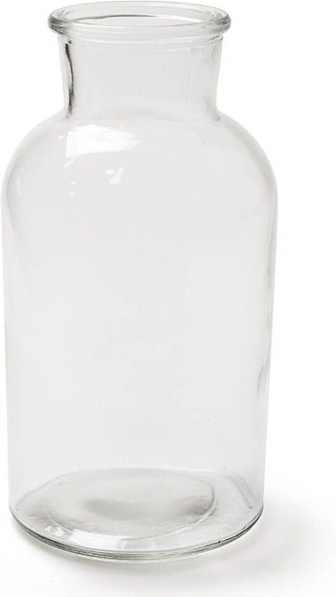 Merkloos Transparante melkbus vaas vazen van glas 10 x 20 cm Woonaccessoires woondecoraties Glazen bloemenvaas Boeketvaas Melkbusvaas melkbusvazen Vazen