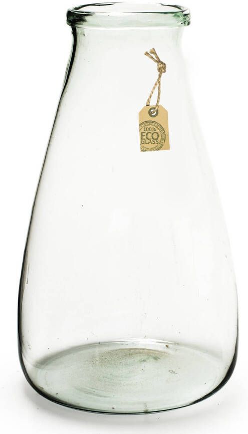 Merkloos Transparante trechter vaas vazen van eco glas 24 x 40 cm Vazen
