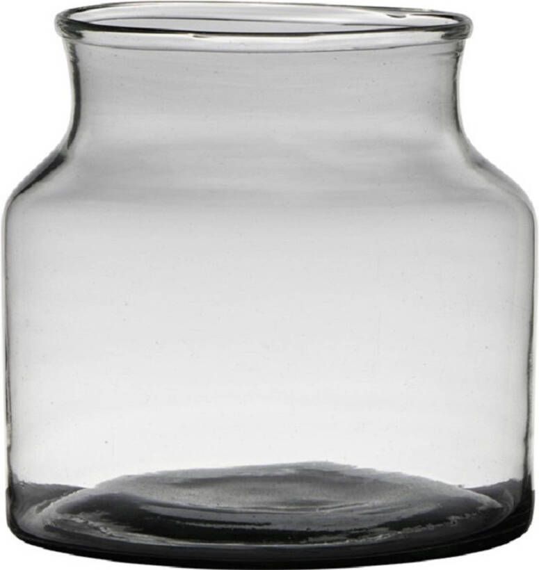 Merkloos Transparante grijze stijlvolle vaas vazen van gerecycled glas 22 x 18 cm Bloemen boeketten vaas voor binnen gebruik Vazen