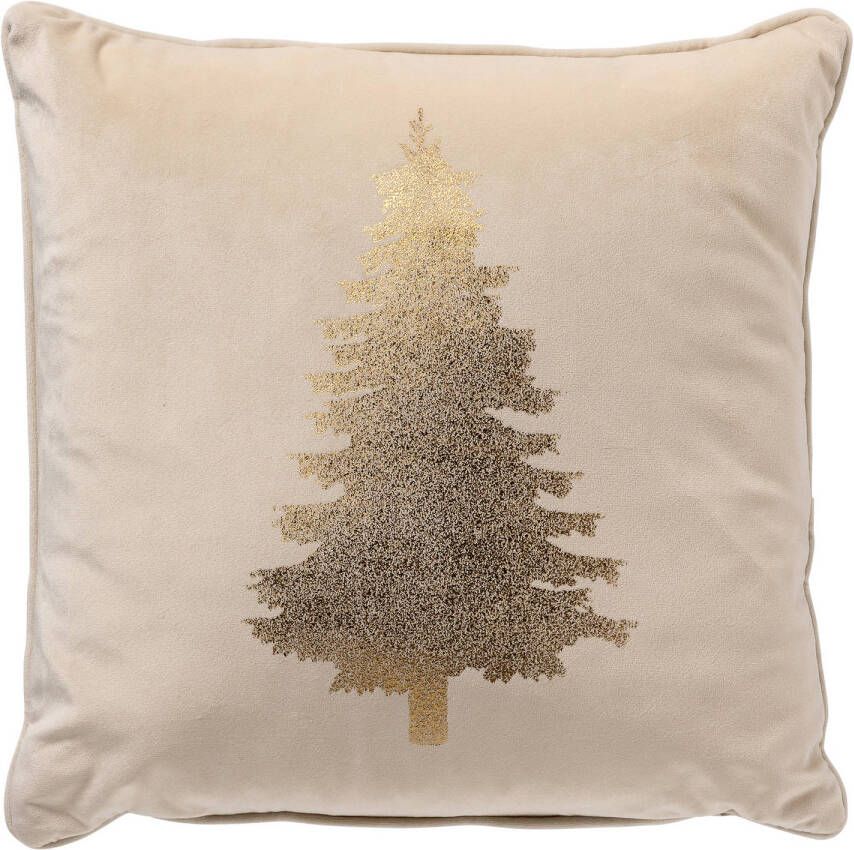 Geen merk TREE Sierkussen 45x45 Wit Kerst decoratie velvet