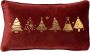 Merkloos TREES Sierkussen 30x50 cm Rood Kerst decoratie velvet - Thumbnail 1