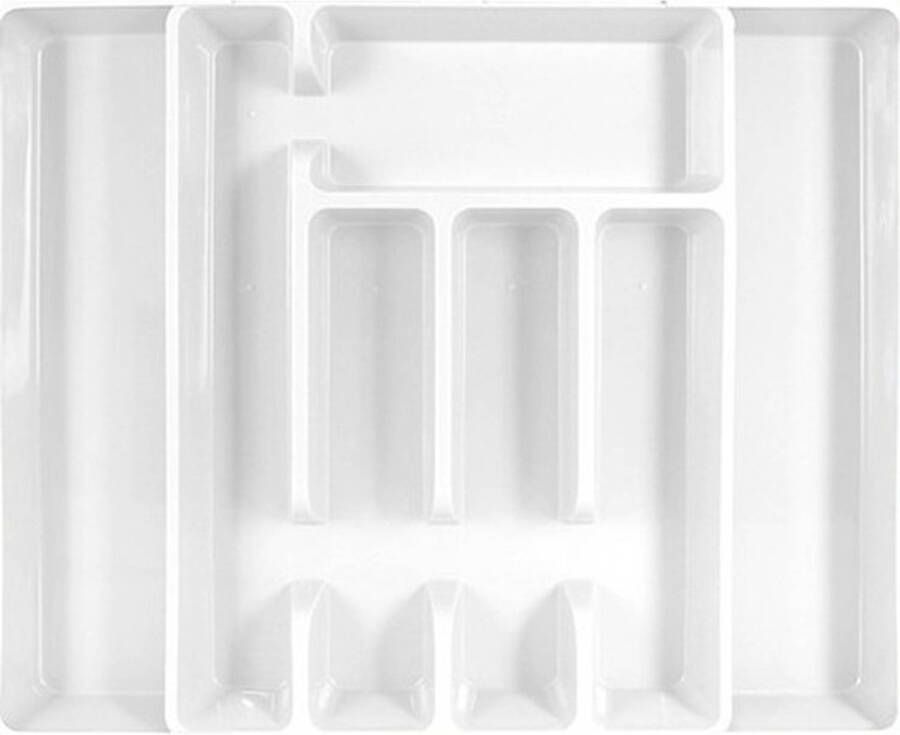 Merkloos Uitschuifbare bestekbak bestekhouder wit 44 cm 5 tot 7 vakken Keuken opberg accessoires