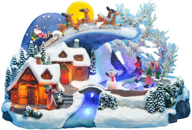 Merkloos Verlicht kerstdorp Het bevroren dorp met animatie