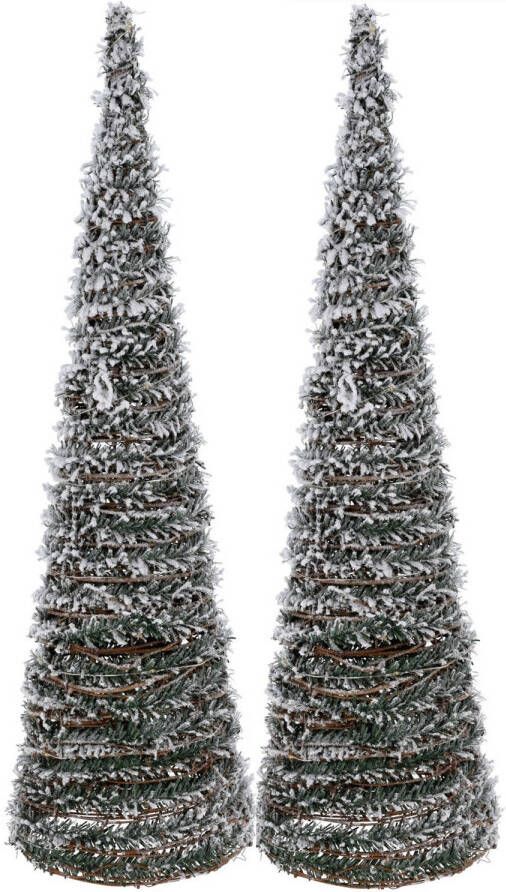 Merkloos Verlichte kerstbomen kegels 2 stuks 60 cm groen LED warm wit kerstverlichting figuur